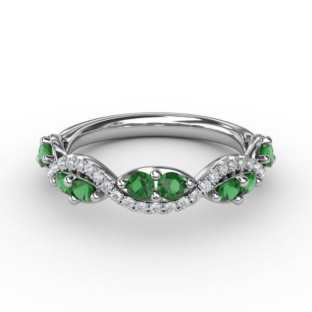 Emerald and Diamond Twist Ring