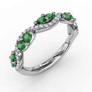 Emerald and Diamond Twist Ring