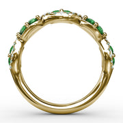 Emerald and Diamond Twist Ring