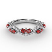 Ruby and Diamond Twist Ring