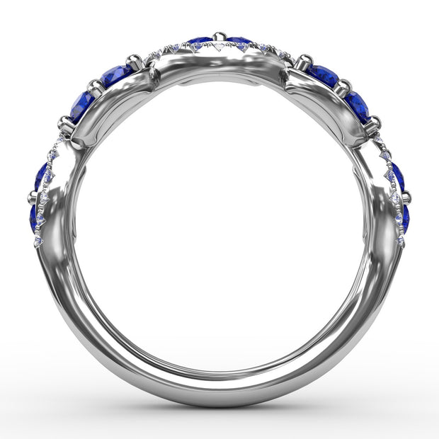 Sapphire and Diamond Twist Ring