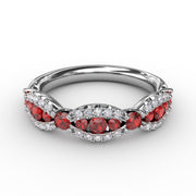 Ruby and Diamond Scalloped Ring