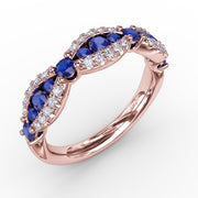 Sapphire and Diamond Scalloped Ring
