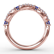 Sapphire and Diamond Scalloped Ring