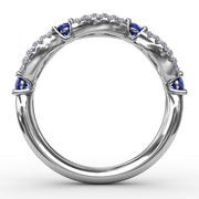 Sapphire and Diamond Scalloped Ring
