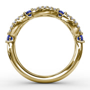 Sapphire and Diamond Scalloped Ring
