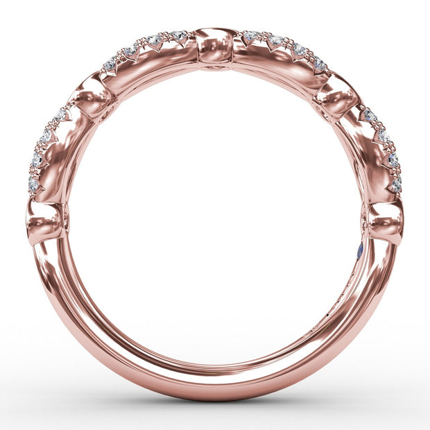 Scalloped Ring with Diamonds and Emeralds
