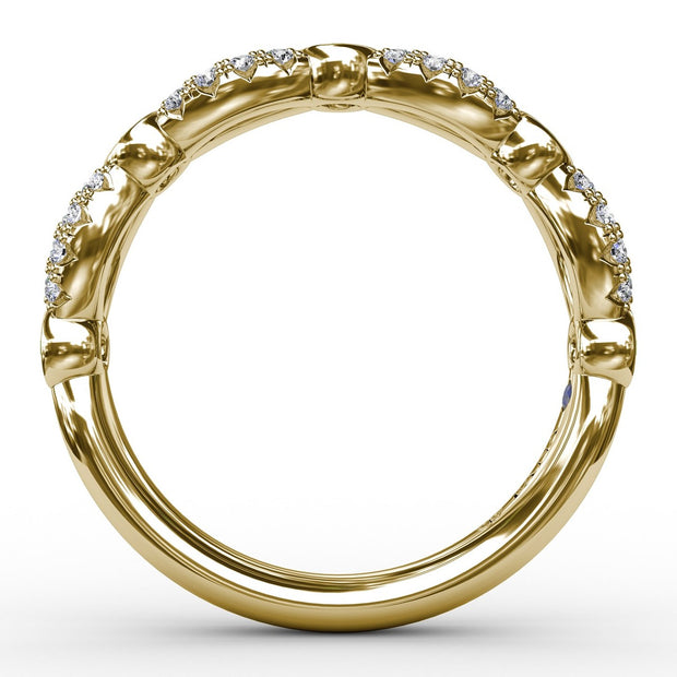 Scalloped Ring with Diamonds and Emeralds