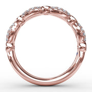 Scalloped Ring with Diamonds and Sapphires