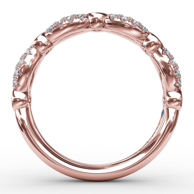 Scalloped Ring with Diamonds and Sapphires