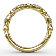 Scalloped Ring with Diamonds and Sapphires