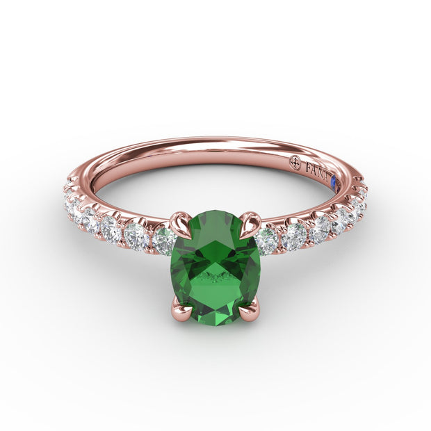 Striking Solitaire Emerald And Diamond Ring