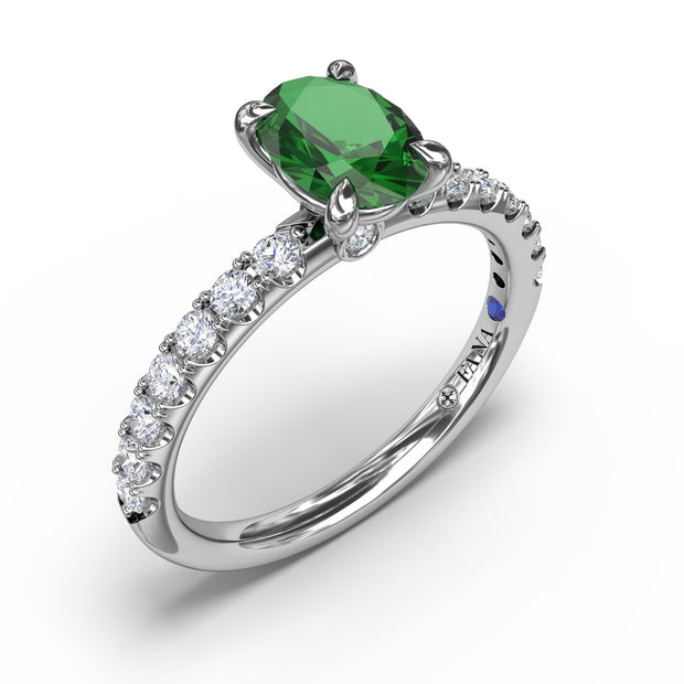 Striking Solitaire Emerald And Diamond Ring