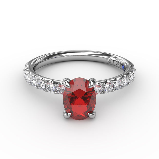 Striking Solitaire Ruby And Diamond Ring