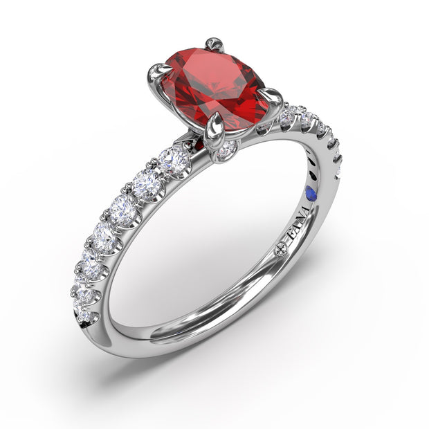 Striking Solitaire Ruby And Diamond Ring