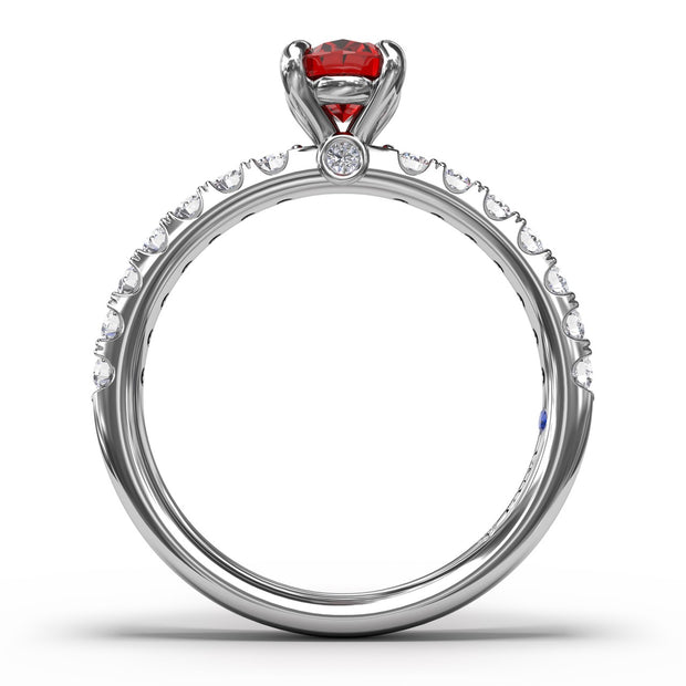 Striking Solitaire Ruby And Diamond Ring
