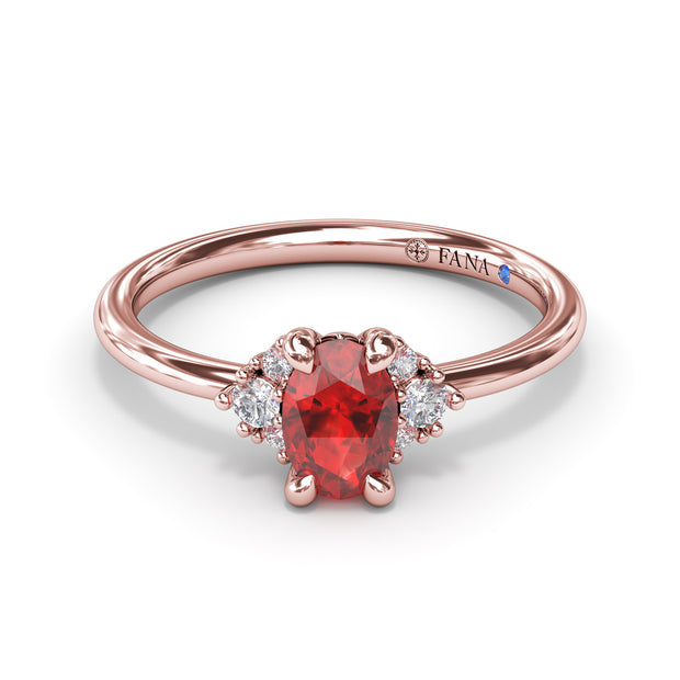 Ruby and Diamond Cluster Ring