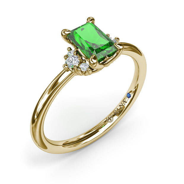 Emerald and Diamond Cluster Ring