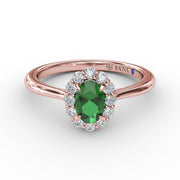 Blooming Halo Emerald and Diamond Ring