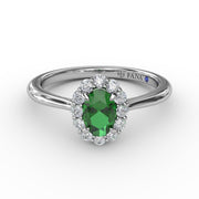 Blooming Halo Emerald and Diamond Ring