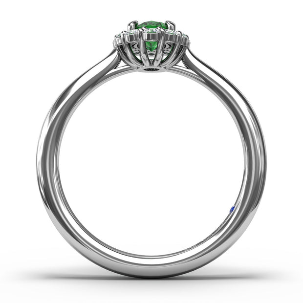 Blooming Halo Emerald and Diamond Ring