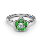 Floral Emerald and Diamond Ring