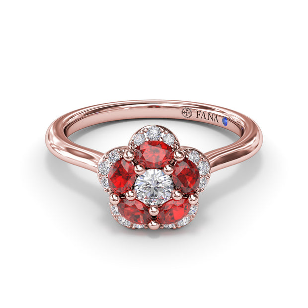 Floral Ruby and Diamond Ring