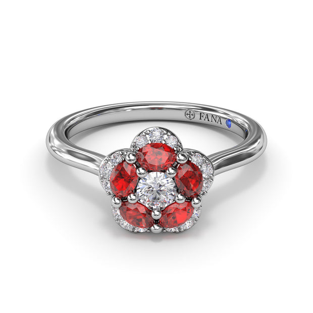 Floral Ruby and Diamond Ring