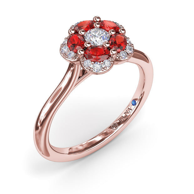 Floral Ruby and Diamond Ring