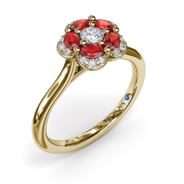 Floral Ruby and Diamond Ring