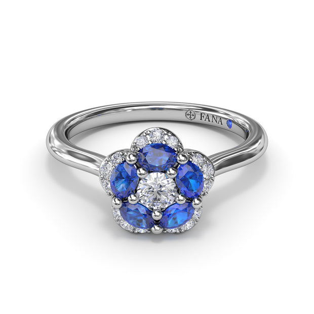 Floral Sapphire and Diamond Ring