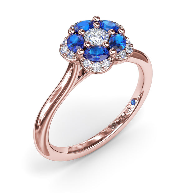 Floral Sapphire and Diamond Ring