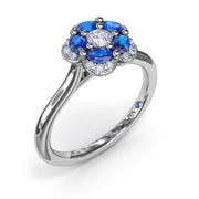 Floral Sapphire and Diamond Ring