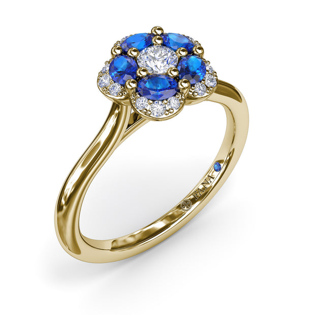 Floral Sapphire and Diamond Ring