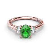 Three Stone Emerald and Diamond Ring