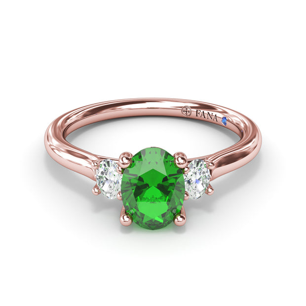 Three Stone Emerald and Diamond Ring