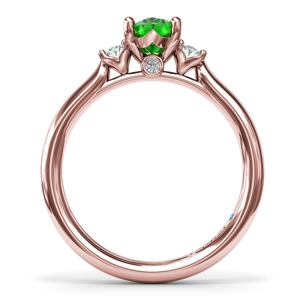 Three Stone Emerald and Diamond Ring