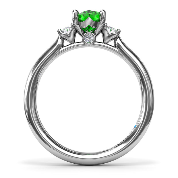 Three Stone Emerald and Diamond Ring