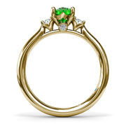 Three Stone Emerald and Diamond Ring