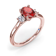 Three Stone Ruby and Diamond Ring