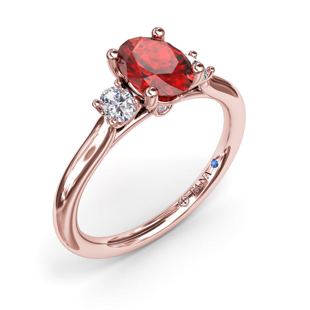 Three Stone Ruby and Diamond Ring