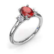 Three Stone Ruby and Diamond Ring