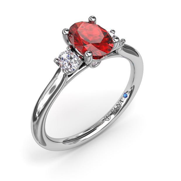 Three Stone Ruby and Diamond Ring