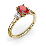 Three Stone Ruby and Diamond Ring