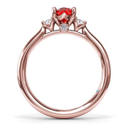 Three Stone Ruby and Diamond Ring