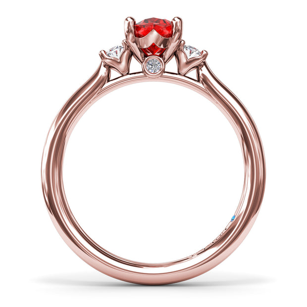 Three Stone Ruby and Diamond Ring