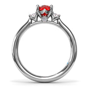 Three Stone Ruby and Diamond Ring