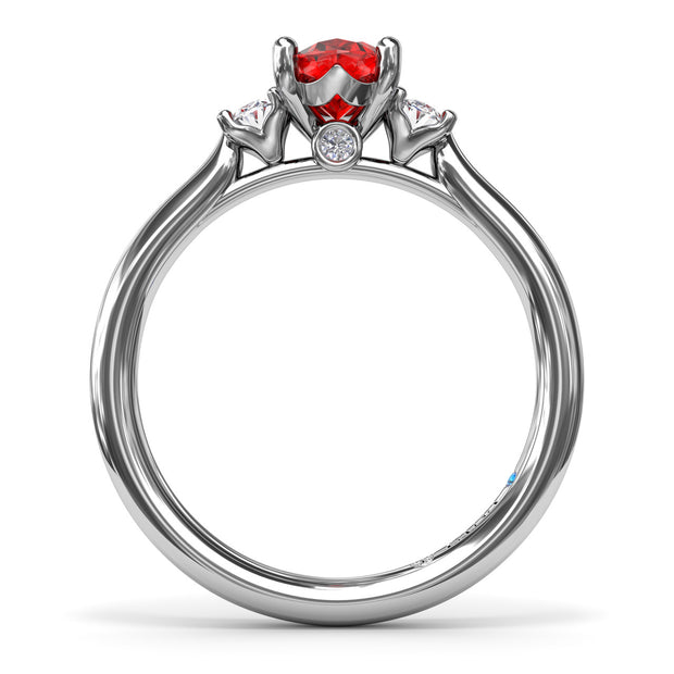 Three Stone Ruby and Diamond Ring