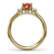 Three Stone Ruby and Diamond Ring