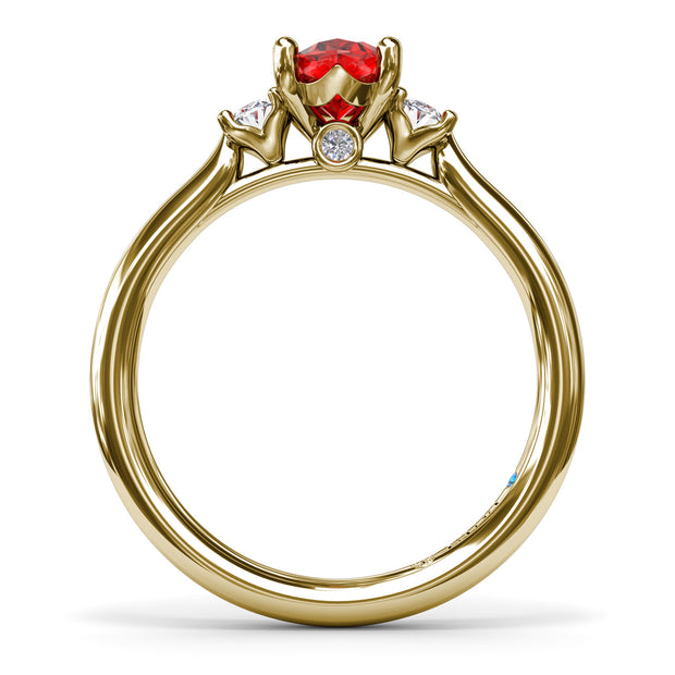 Three Stone Ruby and Diamond Ring